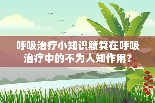 呼吸治疗小知识簸箕在呼吸治疗中的不为人知作用？